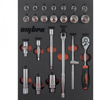 Фотография товара 'Ombra OMT23STE Набор головок торцевых 3/8" DR с аксессуарами'
