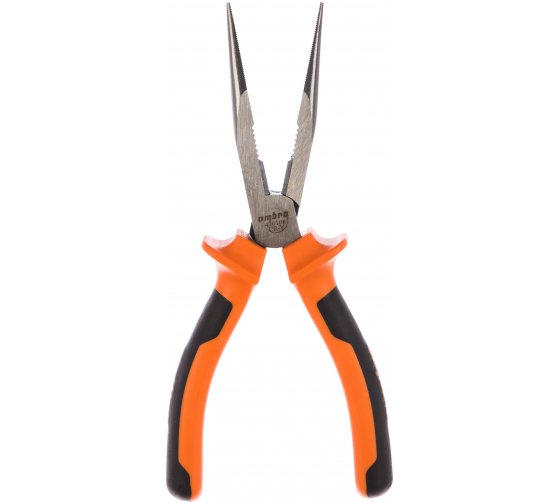 Фотография товара 'Ombra 420108 Длинногубцы прямые с двухкомпонентными рукоятками, 200 мм'