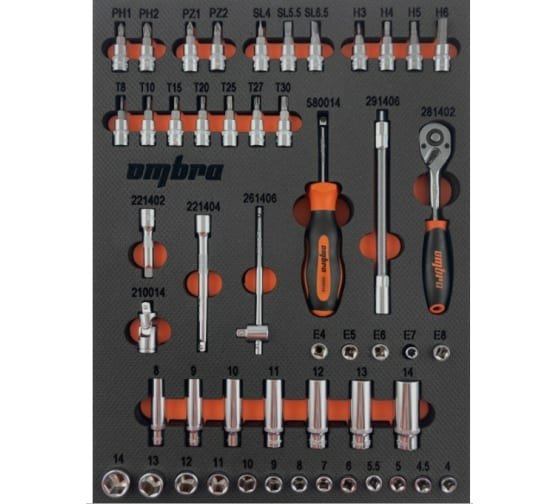Фотография товара 'Ombra OMT50STE Набор головок торцевых 1/4" DR с аксессуарами'