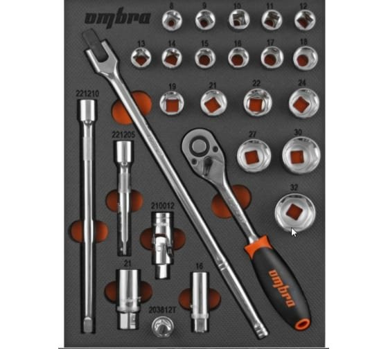 Фотография товара 'Ombra OMT26STE Набор головок торцевых 1/2" DR'