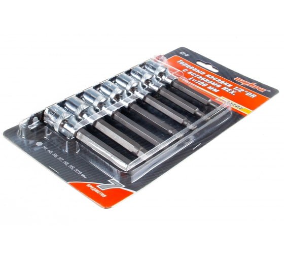 Фотография товара 'Ombra 921207 Набор насадок торцевых 1/2"DR H4-H10, 100 мм, 7 предметов'